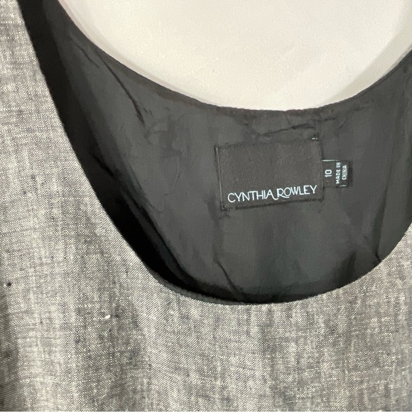 Cynthia Rowley Dress Grey Linen Ruffle Hem Sleeveless Midi Size 10 - Picture 4 of 11